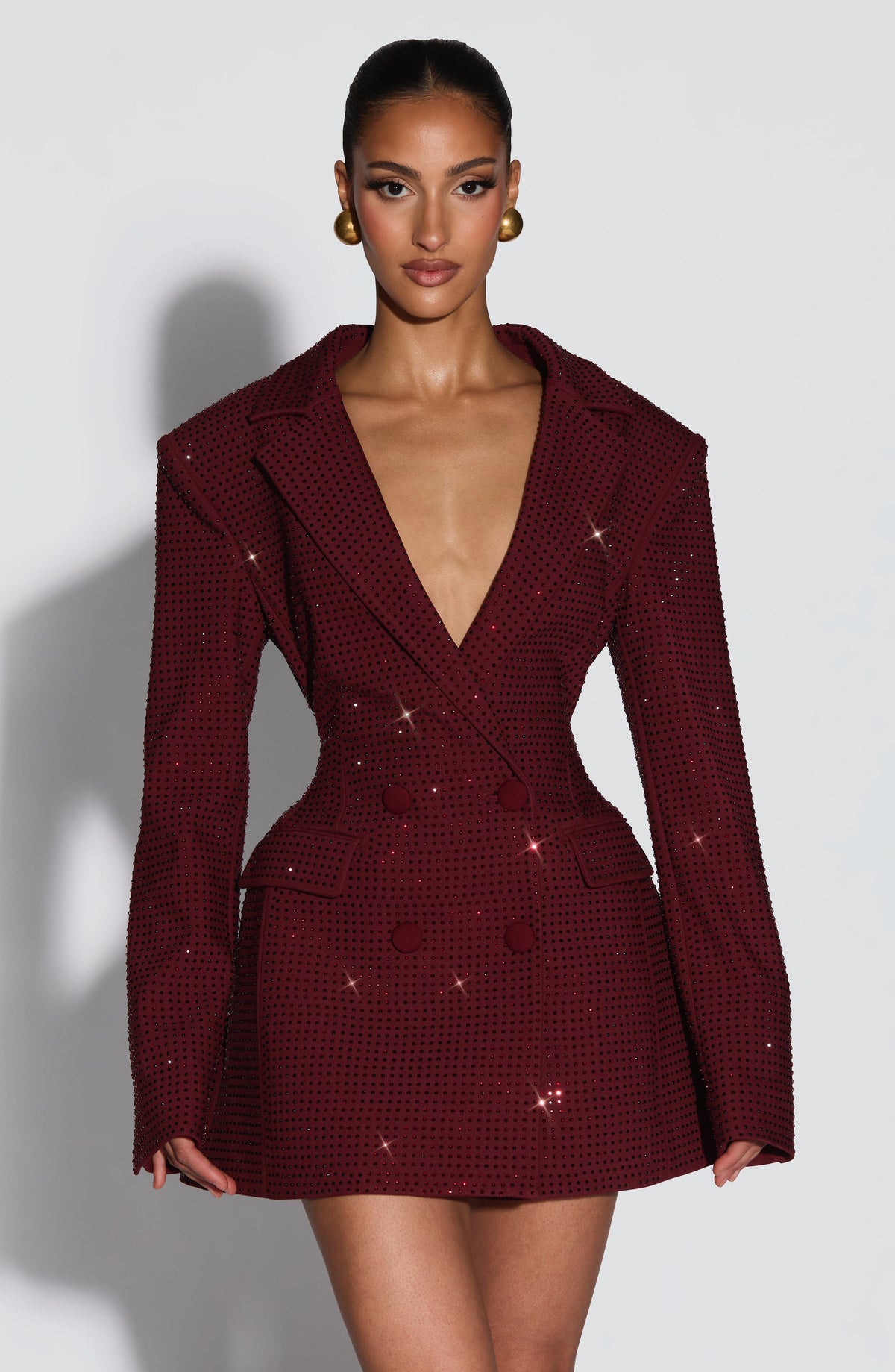 Elvira Mini Dress - Burgundy Sparkle